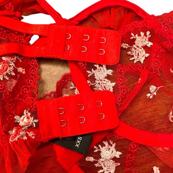 For Love & Lemons Red Lace & Mesh Underwire Bustier Bra SZ. XXS - Picture 12 of 16